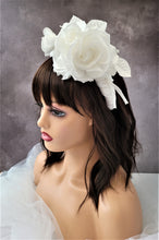 Load image into Gallery viewer, Ivory Flower Head Piece Fascinator