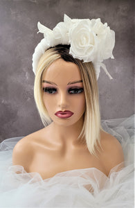 Ivory Flower Head Piece Fascinator