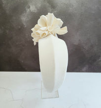 Load image into Gallery viewer, Ivory Flower Halo Crown Fascinator, Velvet Ridged Headband,  7.5 cms Wide