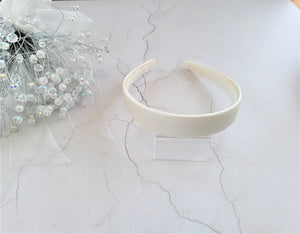 Ivory Silk Headband Hair Band 2 cms Wide Pure Silk Satin