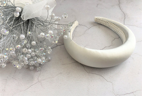 Ivory Silk Headband Padded