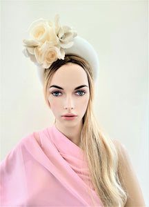 Ivory Halo Crown Fascinator, Silk Flower Headband, 6.5 cms Wide
