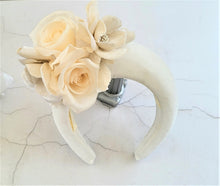 Load image into Gallery viewer, Ivory Halo Crown Fascinator, Silk Flower Headband, 6.5 cms Wide