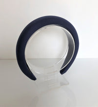 Load image into Gallery viewer, Navy Blue Satin Square Padded headband