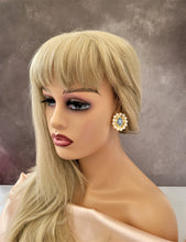 Load image into Gallery viewer, Diamante Cluster Stud Earrings with Pearl Bead and Opaque Crystal  clip on or pierced