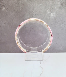 Pink Tartan Check Headband Alice Band Hair Band Wide Pink and cream