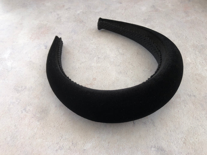 Black Velvet Padded 4 cm Wide headband (colour options)