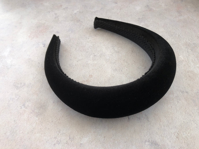 Black Velvet Padded 4 cms Wide headband