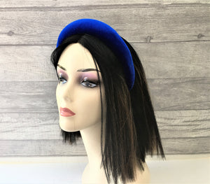 Royal Blue Velvet Padded Wide headband