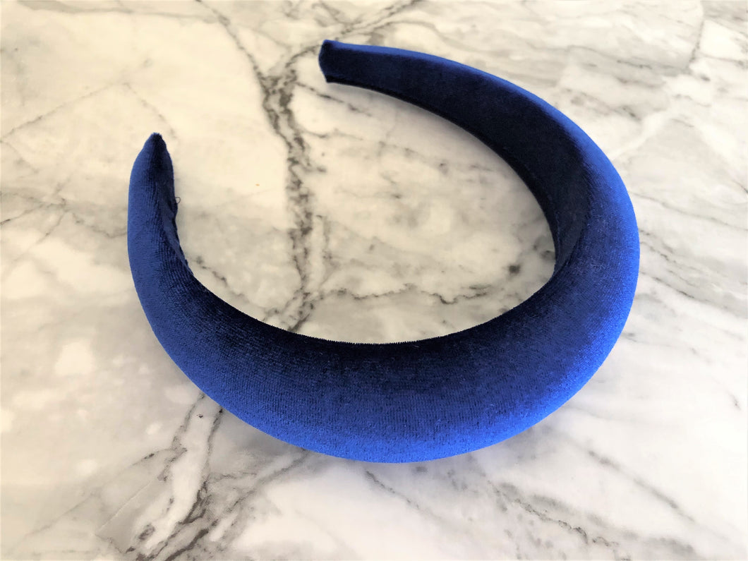 Royal Blue Velvet Padded Wide headband