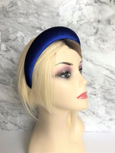Royal Blue Velvet Padded Wide headband