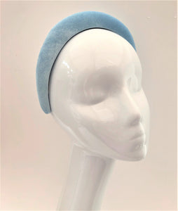 Baby Blue Velvet Padded Wide headband