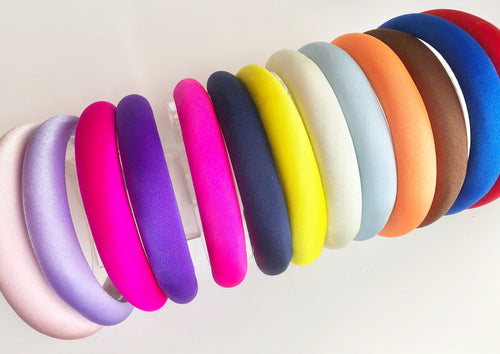 Narrow Satin Padded headband - Colour options