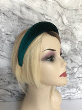 Load image into Gallery viewer, Dark Green Velvet Padded Wide headband 4 cm wide