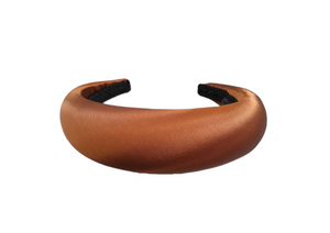 Bronze Brown Padded Headband, satin hair band, 4 cms wide