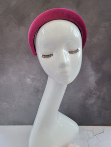 Dark Fuchsia Pink Velvet Padded Wide headband