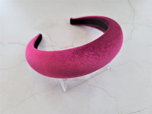 Dark Fuchsia Pink Velvet Padded Wide headband