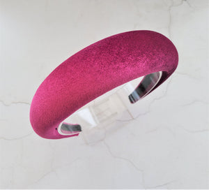 Dark Fuchsia Pink Velvet Padded Wide headband