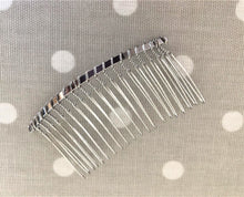 Load image into Gallery viewer, Plain silver wired hair comb slide for millinery hats fascinators bridal veils 7.5 cms 20 teeth