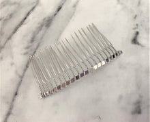Load image into Gallery viewer, Plain silver wired hair comb slide for millinery hats fascinators bridal veils 7.5 cms 20 teeth
