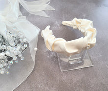 Load image into Gallery viewer, Silk Headband Ruched Ruffle Scrunchie Design