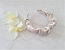 Load image into Gallery viewer, Silk Headband Ruched Ruffle Scrunchie Design