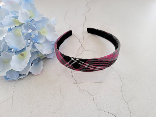 Pink and Black Tartan Check Alice Band Headband