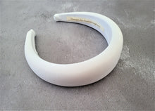 Load image into Gallery viewer, White Satin Square Padded headband