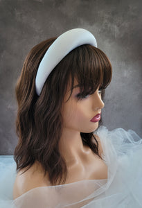 White Silk Headband Padded
