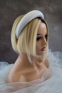 White Silk Headband Padded