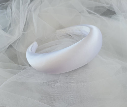 White Silk Headband Padded