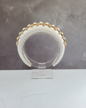 Load image into Gallery viewer, Ivory Silk Jewelled Padded Headband
