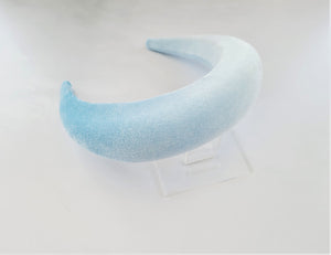 Baby Blue Velvet Padded headband Tall "halo" style Crown Headpiece