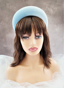Baby Blue Velvet Padded headband Tall "halo" style Crown Headpiece