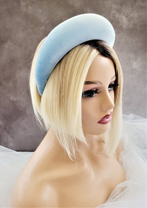 Baby Blue Velvet Padded headband Tall "halo" style Crown Headpiece