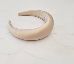 Beige Silk Padded Headband