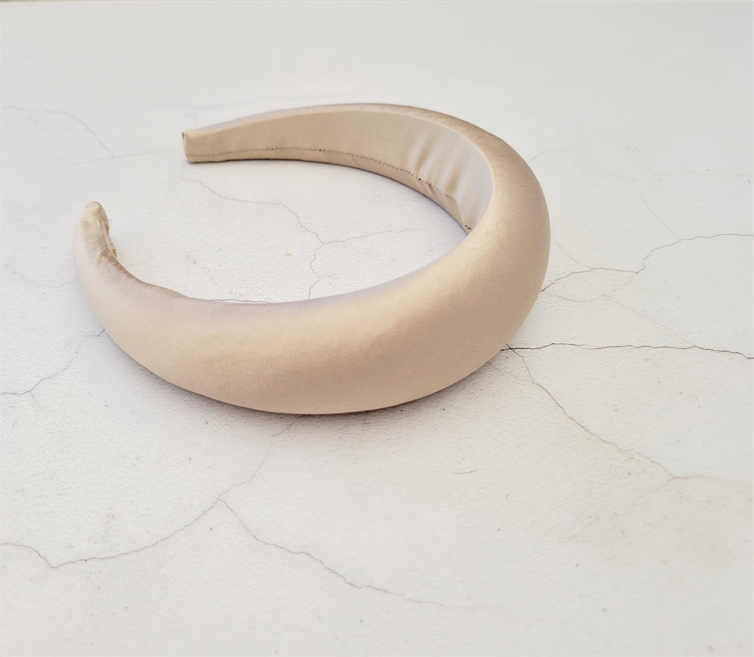 Beige Silk Padded Headband