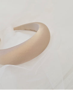 Beige Silk Padded Headband