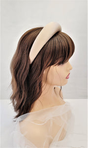 Beige Silk Padded Headband