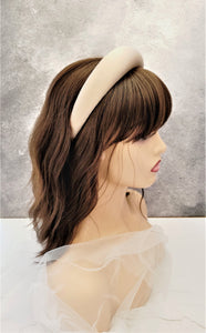 Beige Silk Padded Headband