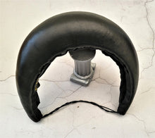 Load image into Gallery viewer, Black Leather Halo Crown Headband lightweight halo style 6 cms Wide Wedding Headpiece Races