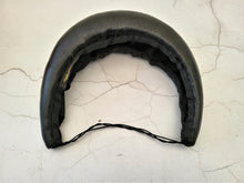 Load image into Gallery viewer, Black Leather Halo Crown Headband lightweight halo style 6 cms Wide Wedding Headpiece Races