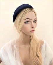 Load image into Gallery viewer, Navy Blue Satin Square Padded headband