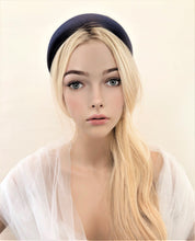 Load image into Gallery viewer, Navy Blue Satin Square Padded headband