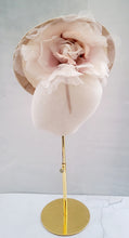 Load image into Gallery viewer, Blush Large Flower Fascinator, Percher Hat, Beige Saucer, Races , Hatinator, wedding headpiece,