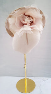 Blush Large Flower Fascinator, Percher Hat, Beige Saucer, Races , Hatinator, wedding headpiece,