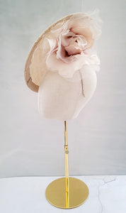 Blush Large Flower Fascinator, Percher Hat, Beige Saucer, Races , Hatinator, wedding headpiece,