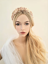 Load image into Gallery viewer, Pink Velvet and Gold Sequin Square Padded headband