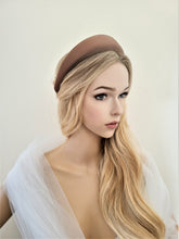 Load image into Gallery viewer, Chocolate Brown Satin Square Padded headband