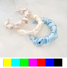 Load image into Gallery viewer, Silk Headband Ruched Ruffle Scrunchie Design